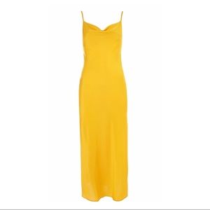 Topshop Satin Midi Slip yellow Dress